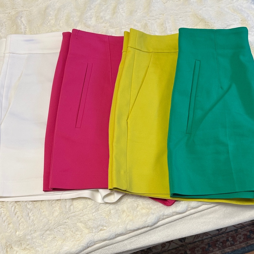 Zara Women's Shorts in White, Pink, Yellow, and Green